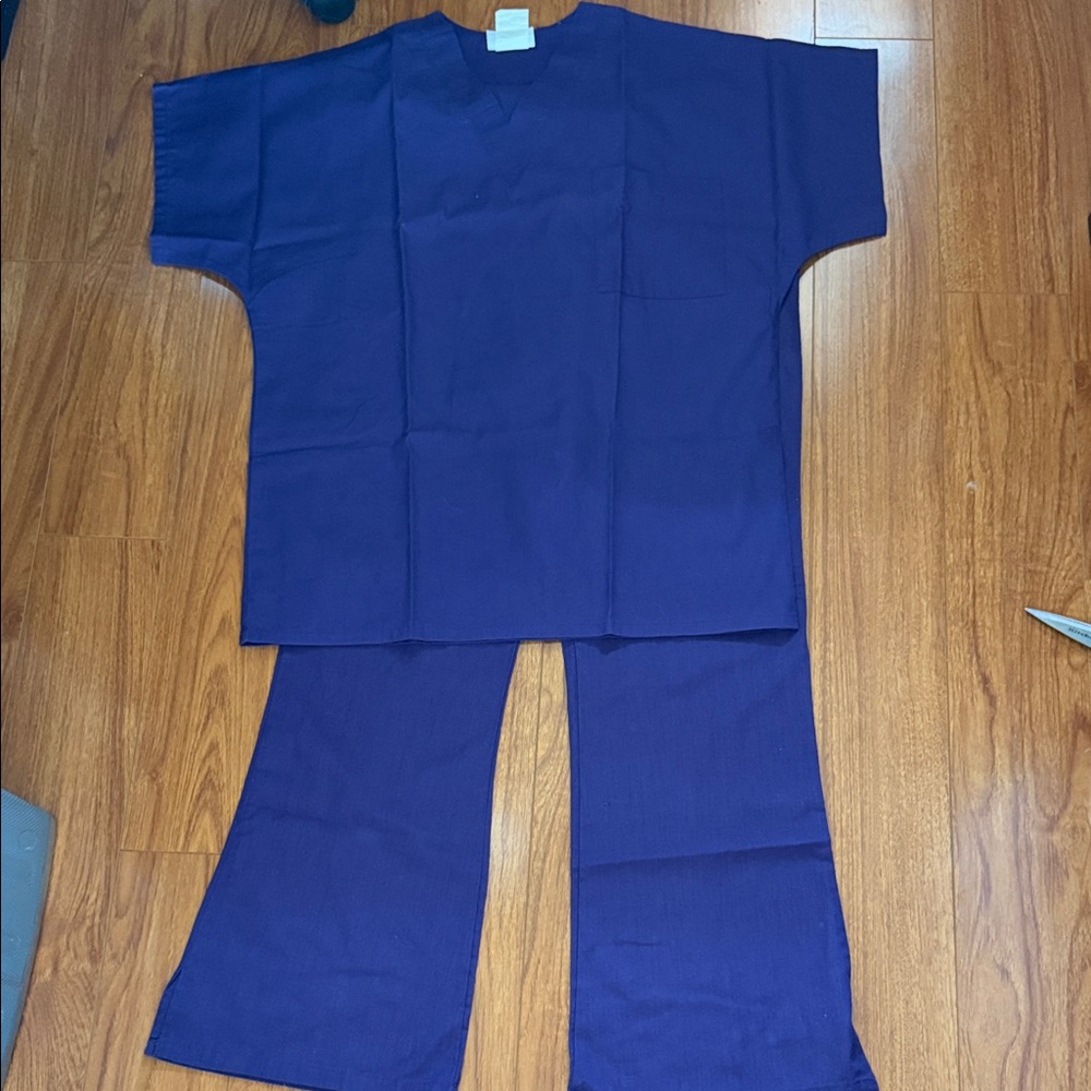 Eggplant purple XS scrub top, small scrub bottom